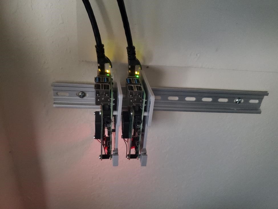 DIN rail with Pi top view